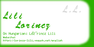 lili lorincz business card